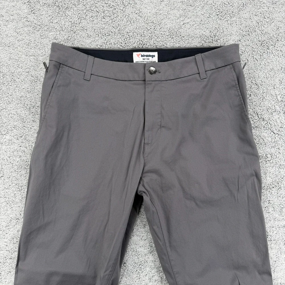 Birddogs Chino Pant Men 34x32 Dark Gray Performance Tech Zip Pocket Golf Trouser